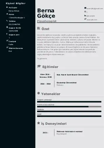 Fizyoterapist Cv Örnekleri cv indir